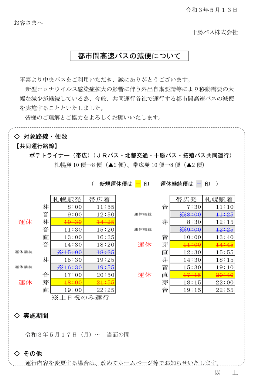 關於城際高速巴士的減少