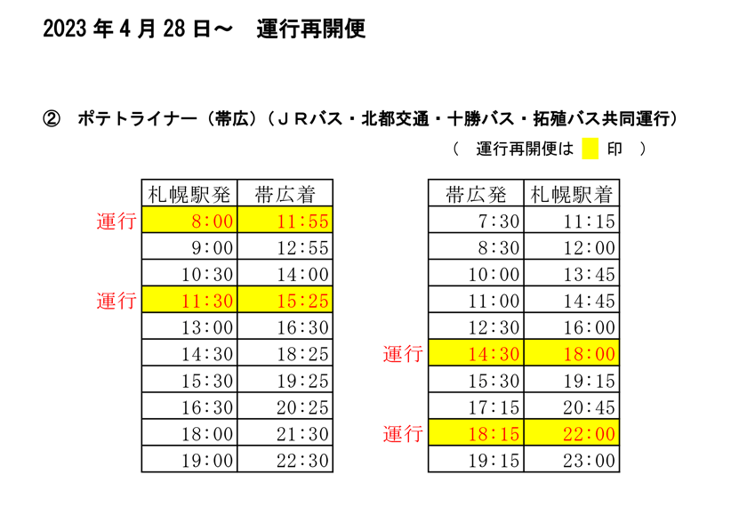 ポテトライナーの運行再開について【令和5年4月21日更新】